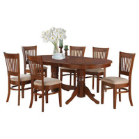 7-Piece-Dining-Set-Brown-Storage-Table-6-Hardwood-Chairs-Kitchen-Furniture-Sets-0