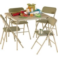 Cosco-14-551-WHD-5-Pc-Square-Folding-Table-Chair-Set-Wheat-Color-0