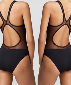 ew#Women One Piece Sexy Swimming Set Swimwear Bikini New Black Sexy Gauze Backless Elastic Beachwear Swimsuits Women Bikini
