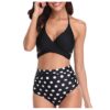 Bikini Women Black Bandage Swimsuit Halter Bandage Wrap Bikini Set Push-Up Ruched High Waist Swimwear Pure color Bikini#G40