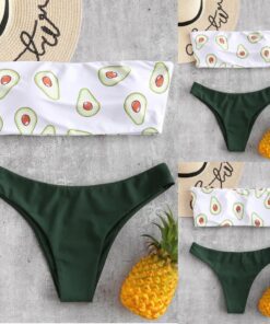 Multi-color swimwear bikini women Print Tube up Two Pieces Bikini Push-Up Swimsuit Swimwear Beachwear Lovely fashion Bikini#G40