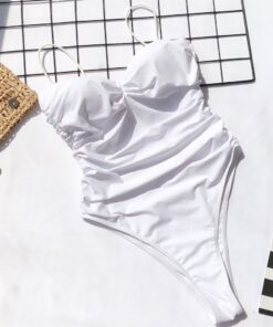 High Waisted Bathing Suit Women One Piece Swimming Suit Sexy Bandage Push-up Pad Swimwear Womens 2020 Summer Monokini Swimsuit #