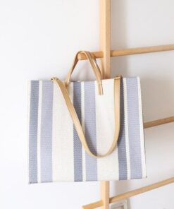 NEW Women Beach Canvas Totes Bag Fashion Stripes Fabric Handbags Ladies Large Shoulder Bag Casual Bolsa Shopping Grocery Bags