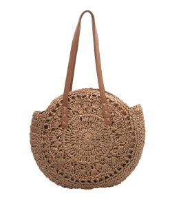 Round Straw Bag Handmade Woven Vintage Casual Straw Rope Knitted Women Crossbody Handbag Fresh Summer Beach Bag Bohemia #LR3