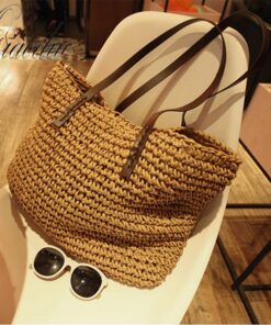 Qiaoduo Women Shoulder bag Summer Beach Bag Rattan Handmade Knitted Straw Large Capacity Bags Women Shoulder Bag Bohemia New