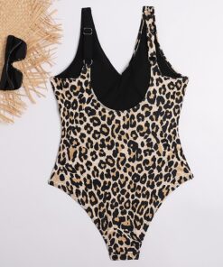 Riseado Leopard One Piece Swimsuit Ruffle Swimwear Women U-back Beach Wear Patchwork Swimming Suit 2020 Summer Bathing Suits